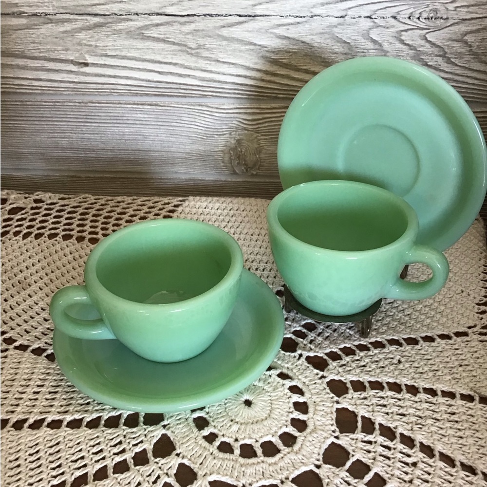 Vintage Green Teacup and Saucer Set